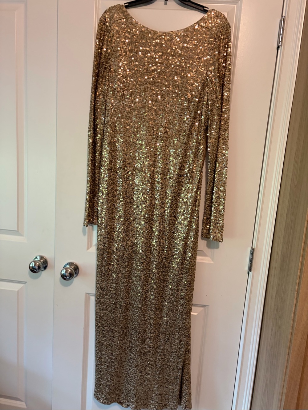 Badgley Mischka Gold Sequin Strapless Gown